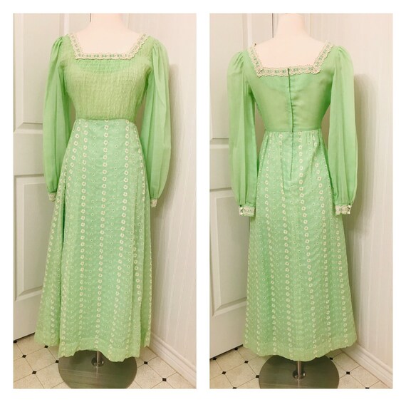 Vintage 1960's maxi dress, Gunne Sax inspired, Boh