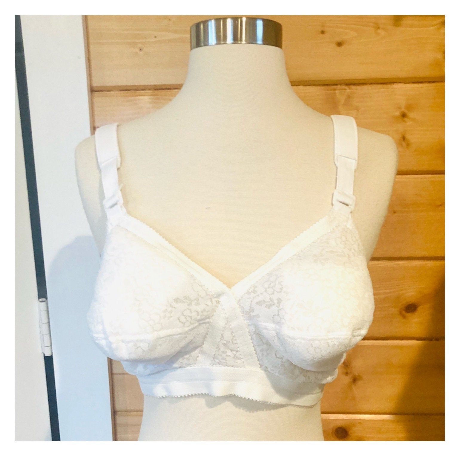 NOS NWT Vtg Bali Bullet Bra Pin Up Long Line Bra White 36B Custom