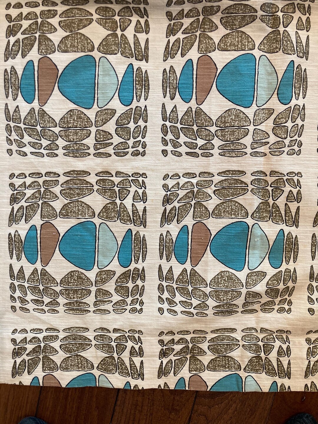 Vintage 1950s Barkcloth Curtain Panel Amoeba Abstract Pattern MCM #2 - Etsy