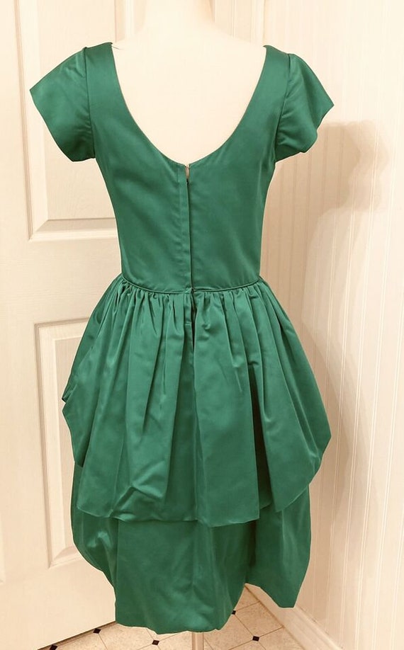 Vintage 1950s party dress emerald green bubble dr… - image 2