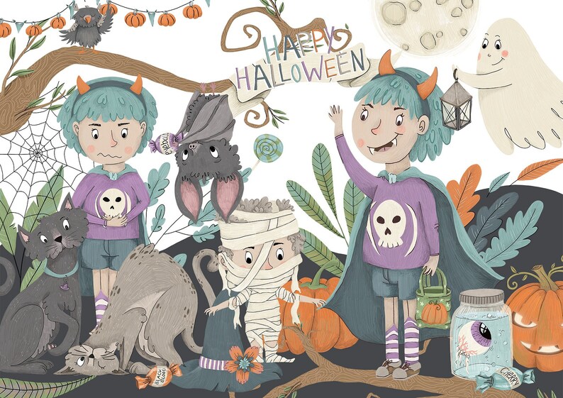 Happy Halloween Graphic Set Clipart Illustration CU Clipart Designer Resource
