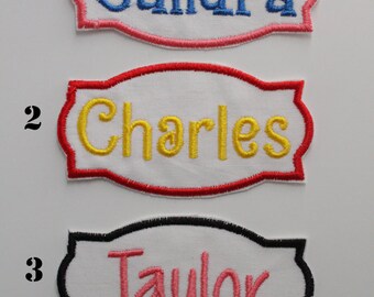 Iron On Name Patch, Personalized Name Patch, Name Tag, Gift Tag, Embroidered Name Patch, ID Patch, Name Badge, Fabric Patch, Your Name