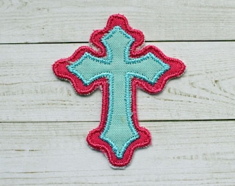 Cross Embroidered Iron On Patch Applique, Christian Cross