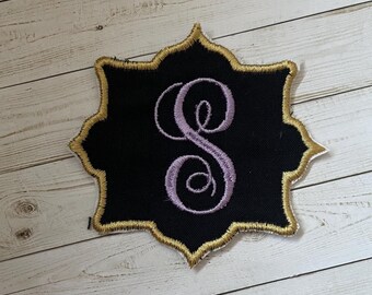 Initial Embroidered Monogram Patch: Personalized Iron On Applique