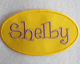Name Patch, Name Applique, Personalized Patch, Personalized Applique, Oval Patch, Iron On Patch, Iron On Name Patch, Custom Embroidery Patch