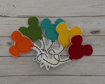 Embroidered Mouse Balloon Patch: Iron On / Sew On Applique