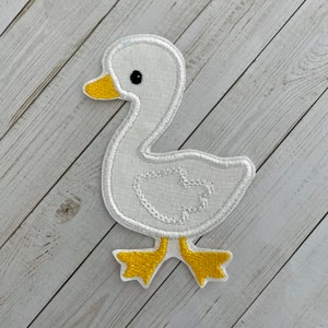 White Duck Patch, Duck Applique, Embroidered Duck, Iron On Patch, Applique Patch, Embroidered Duck Patch, Cute Duck Patch