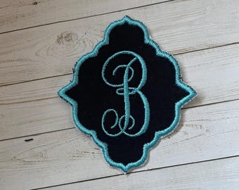 Initial Embroidered Monogram Patch: Personalized Iron On Applique