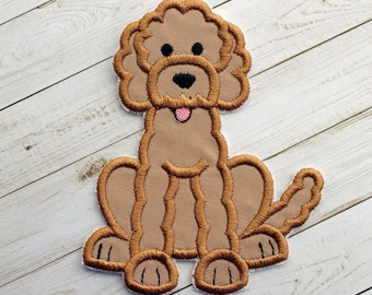 Labradoodle Dog Patch: Embroidered Iron-On Applique