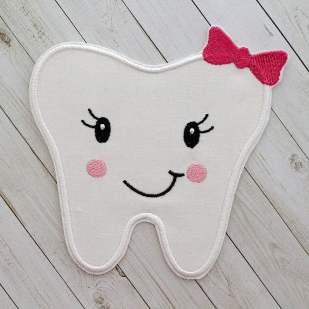 Tooth Iron on Patch, Girl Tooth Patch, Cute Tooth Patch, Smiling Tooth