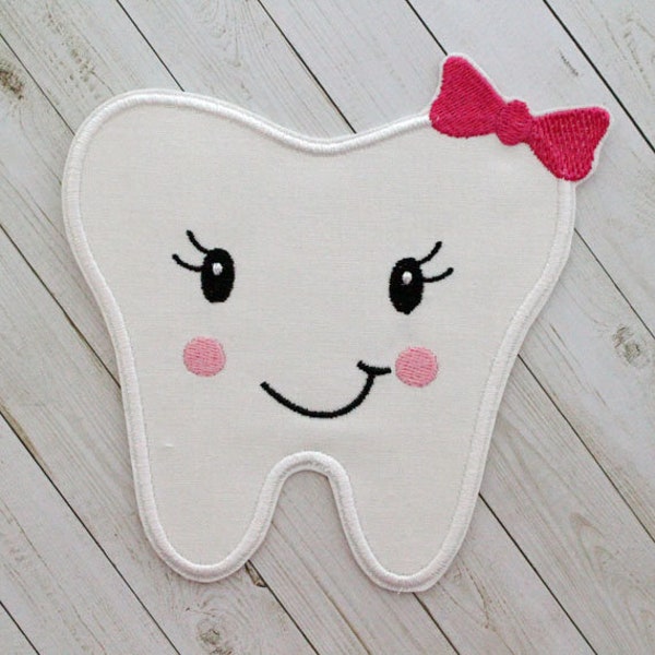 Tooth Iron On Patch, Girl Tooth Patch, Cute Tooth Patch, Smiling Tooth, Iron On Patches, Sew On, Glue On Patch, Child Patch, Dental Patch