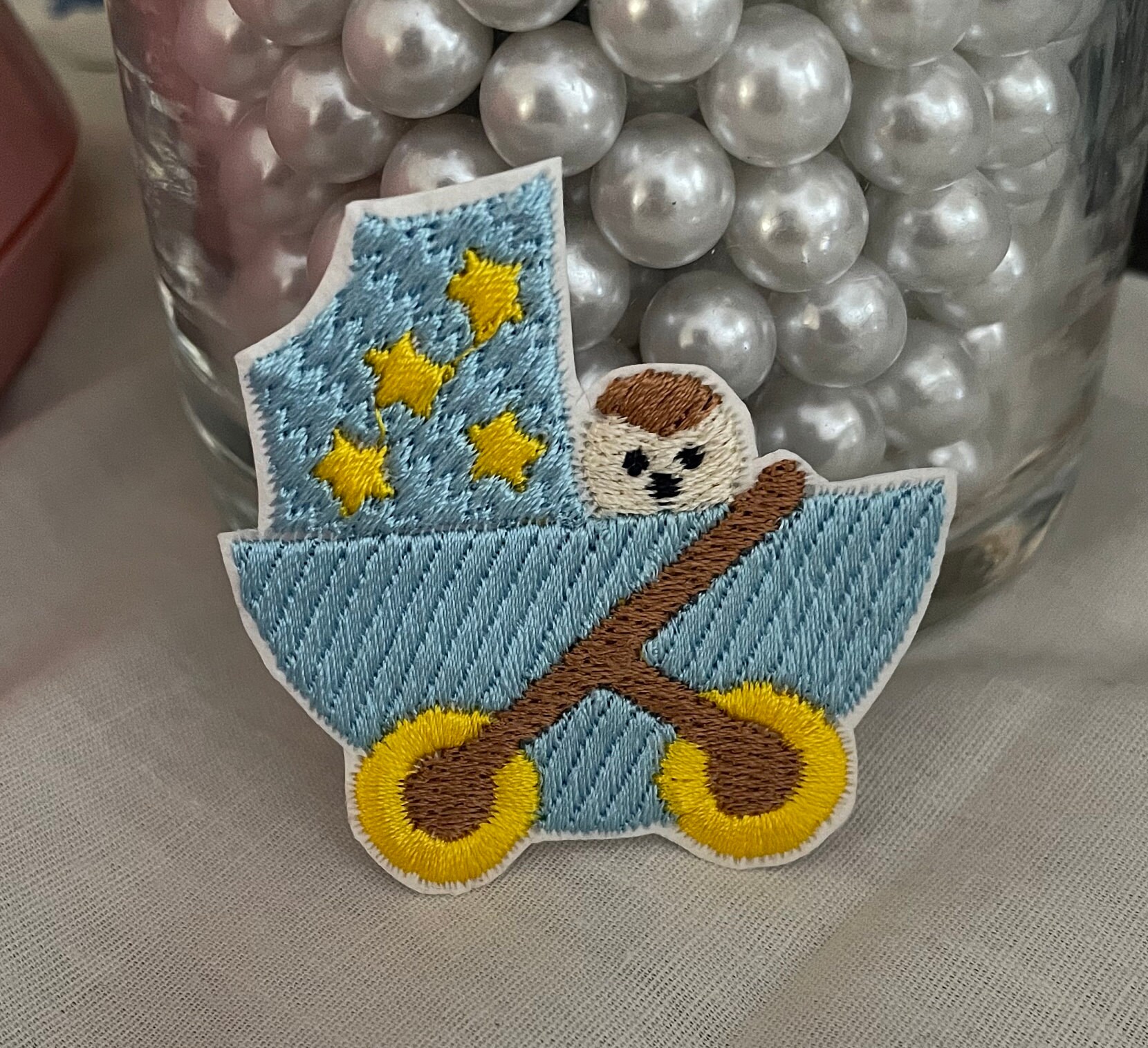 Baby Carriage Patch, Baby Boy Patch, Embroidered Patch, Tiny Patch