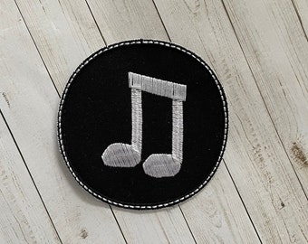 Musical Note Iron On Patch, Embroidered Patch
