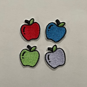 4 Mini Apples Embroidered Iron On Patches