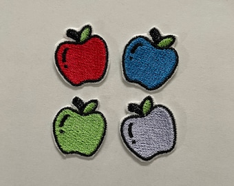 4 Mini Apples Embroidered Iron On Patches
