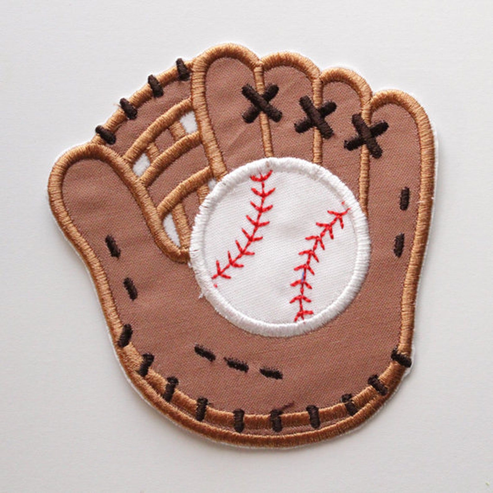 Baseball Glove Iron on Applique Baseball Mitt Patch Baseball Etsy