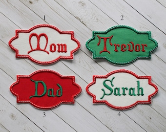Personalized Christmas Labels, Christmas Stocking Iron On Name Patch Applique, Christmas Font, Holiday Tags, Gift Tags, Christmas Gifts Tag