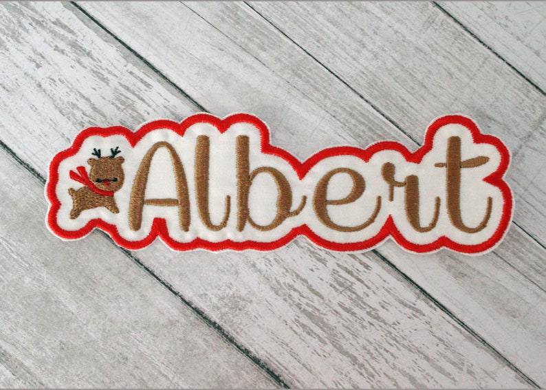 Reindeer Name Patch Personalized Name Tag Iron on Name Etsy