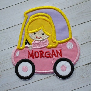 Girl Driving Car Personalized Iron On Patch