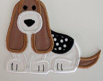 Basset Dog Patch, Basset Hound Patch, Dog Patch, Dog Applique, Basset Applique, Embroidered Dog, Embroidered Basset Hound, Dog Iron On Patch
