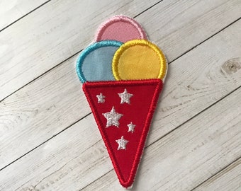 Ice Cream Cone Embroidered Iron On Patch