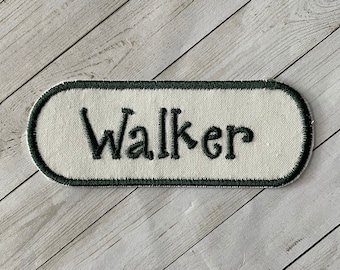Long Oval Name Tag Patch, Embroidered Personalized Patch, Personalized Tag, Color Choice, Fabric Name Patch,