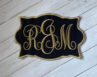 Long Embroidered Monogram Patch: Personalized Iron On Applique