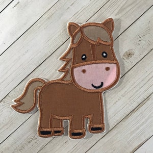 Pony Patch, Horse Applique, Embroidered Horse, Iron On Patch, Applique Patch, Embroidered Patch, Horse Patch, Sewn On Patch, Brown Pony
