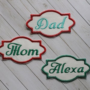 Personalized Christmas Stocking Applique, Embroidered Name Patch
