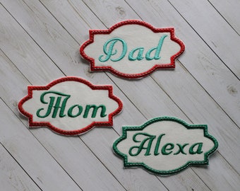 Personalized Christmas Labels, Winter Wonderland Font, Christmas Stocking Iron On Name Patch Applique, Christmas Font, Holiday Tags,  Tags