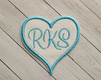 Personalized Embroidered Heart Patch: Initial Iron On Applique