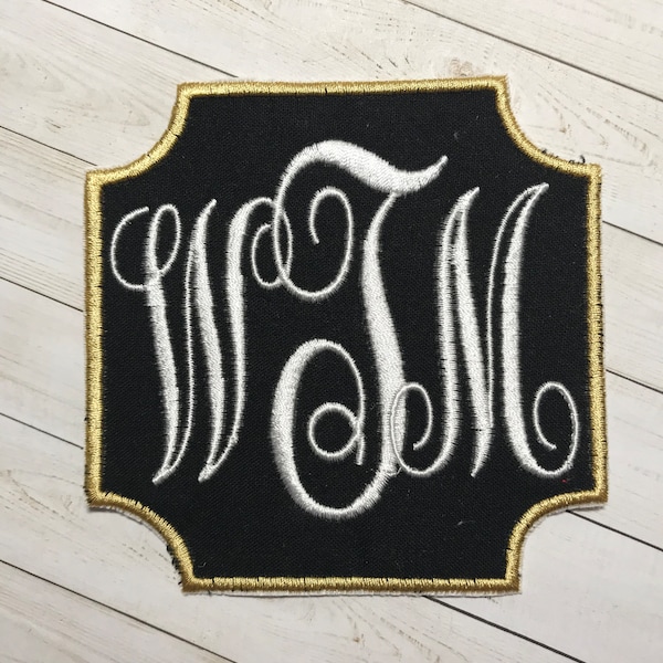 Monogram Patch, Connected Letters, Embroidered Monogram Iron On Patch, Personalized Patch