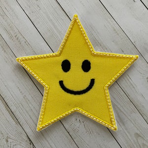 Smiling Star Applique Embroidery Iron On Patch