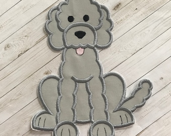 Gray Labradoodle Dog Patch, Labradoodle Patch, Dog Patch, Dog Applique, Labradoodle Applique, Embroidered Dog, Embroidered Labradoodle, Dog