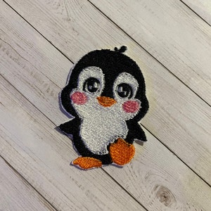 Baby Penguin Iron On Patch, Penguin Embroidery, Applique Patch, Embroidered Baby Penguin, Iron On Patch, Cute Penguin Patch