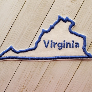 Virginia Iron On Patch, Embroidered Design, Virginia Embroidery Virginia Patch, Virginia Applique US State Patch, State of Virginia Patch