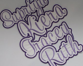 Personalized Name Patch, Name Tag, Embroidered Name Patch, Large Name Patch, Iron On Name Patch, Purple Name Patch, Embroidered Iron On