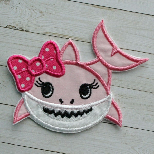 Sister Shark Baby Shark Embroidered Iron On Patch Applique