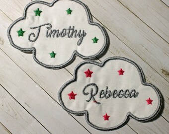 Personalized Cloud Name Patch: Embroidered Iron-On Applique