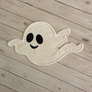 Ghost Patch, Iron On Patch, Halloween Patch, Friendly Ghost Applique, Embroidered Flying Ghost, Halloween Applique, Ghost Patch