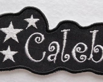 Custom Embroidered Name Patch: Iron On Appliqué with Stars