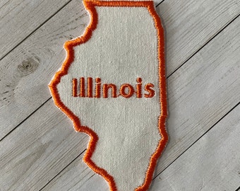 Embroidered Illinois State Patch: Iron-On Applique (2-1/2" x 1-7/16")
