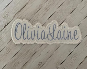 Personalized Two-Name Embroidered Patch: Iron-On Applique (3-7 inches Length