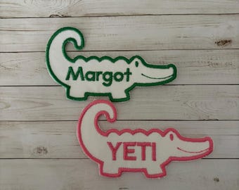 Personalized Alligator Name Patch: Embroidered Iron-On Applique