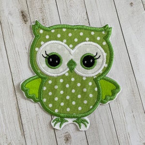 Green Owl Patch, Owl Applique, Embroidered Owl, Iron On Patch, Applique Patch, Embroidered Patch, Baby Owl Patch, Sew On Patch, Fabric Patch