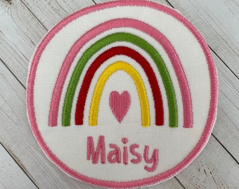 Personalized Rainbow Heart Iron On Patch