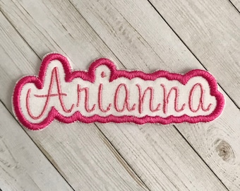 Framed Iron On Name Patch Personalized Embroidery Applique Custom Made to Order