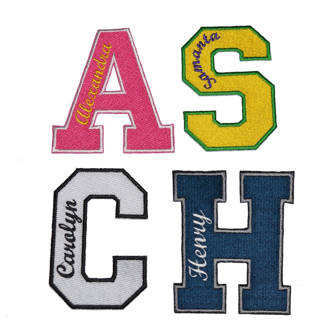 Embroidered Letter With Name Patch, Letter Iron on Patch, Name Patch