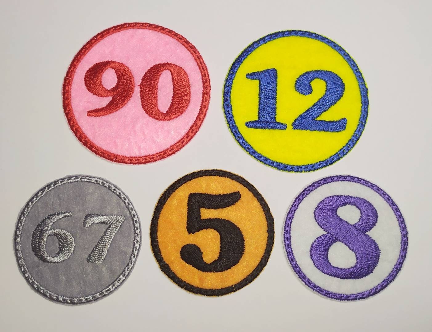 Embroidered Number Patch Iron on Number in Circle Patch Etsy