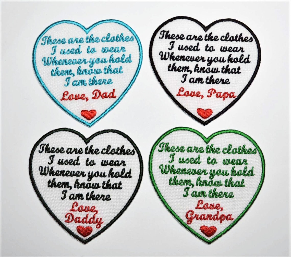 Embroidered Memorial Patch Personalized Heart Shaped Memory Etsy UK